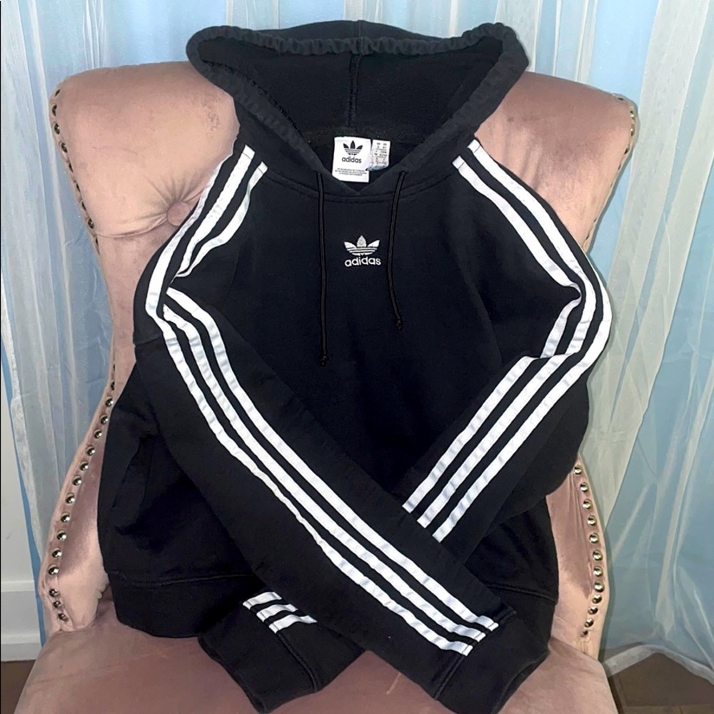 Adidas cropped logo hoodie